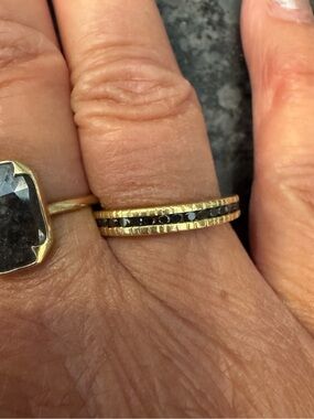 Todd Reed Black Diamond loop Eternity Band 18k Yellow Gold Sz 6.75